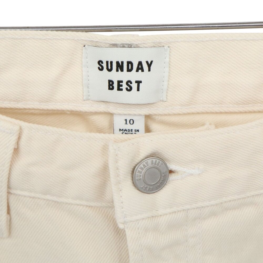 Aritzia Sunday Best High Waisted Ivory Unbleached Wide Leg Jeans 10 - Picture 7 of 10
